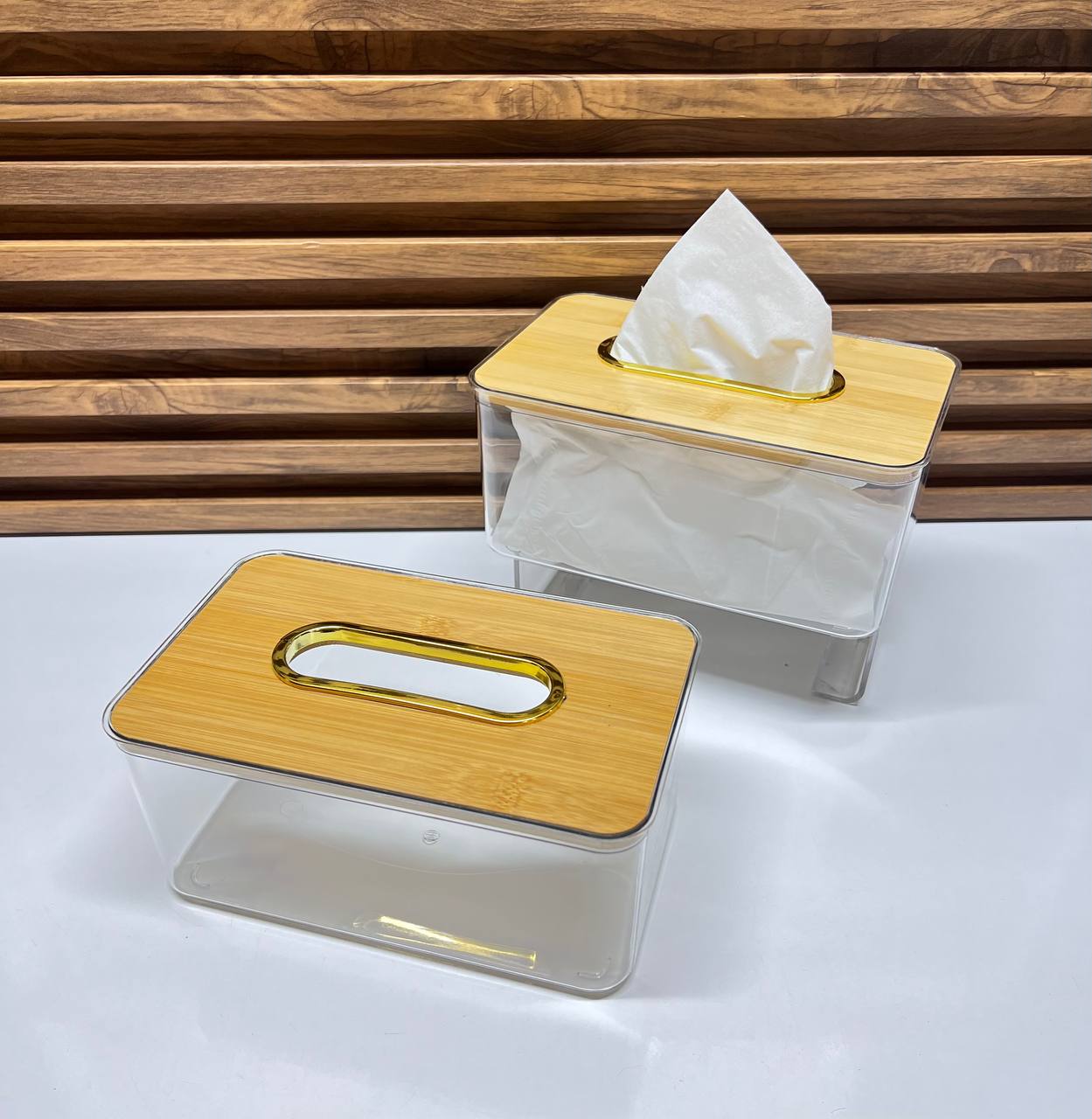 Porte-Mouchoirs en Bambou et Acrylique : Élégance et Modernité