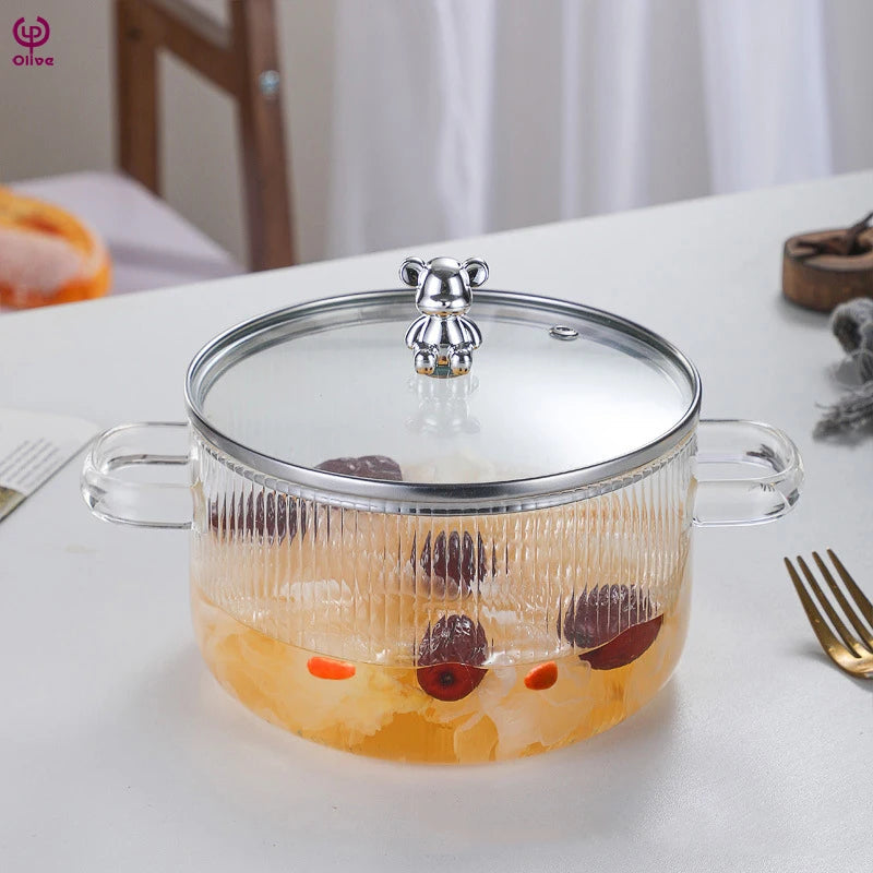 Casserole en Verre Borosilicate 1,6 L avec Couvercle Pratique
