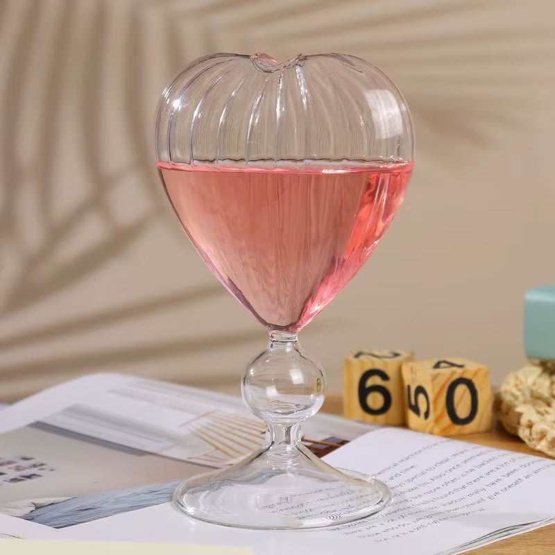 Tasse Créative en Forme de Cœur avec Paille – Verre à Cocktail Haut pour Boissons, Jus & Mélanges