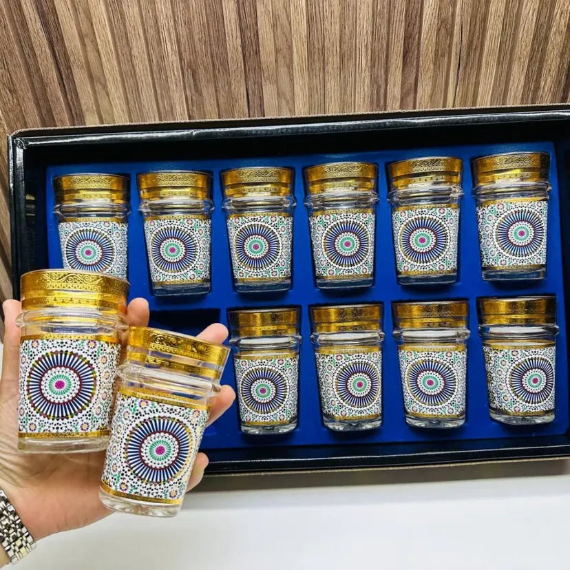 Lot de 6 verres en verre pour the marocain et une theiere en acier inoxydable de 36 oz avec Lot de 6 verres en verre pour the marocain et une theiere en acier inoxydable de 36 oz avec