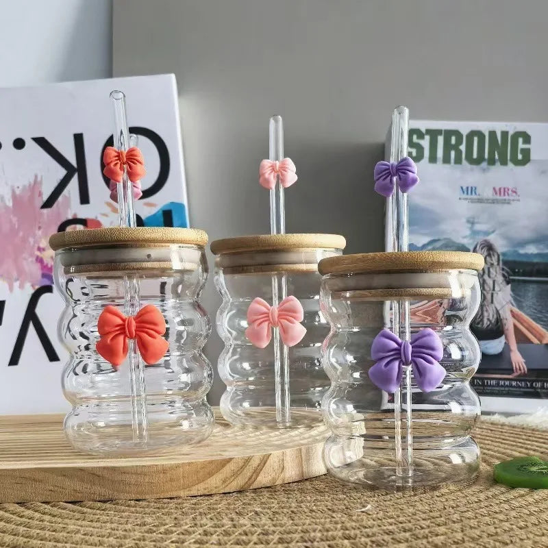 6 Tasse en Verre à Bulles Multicolore