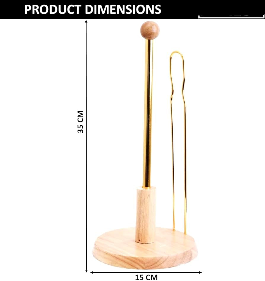 Porte-rouleau Cuisine Chic – Base Bois Clair & Or Brillant