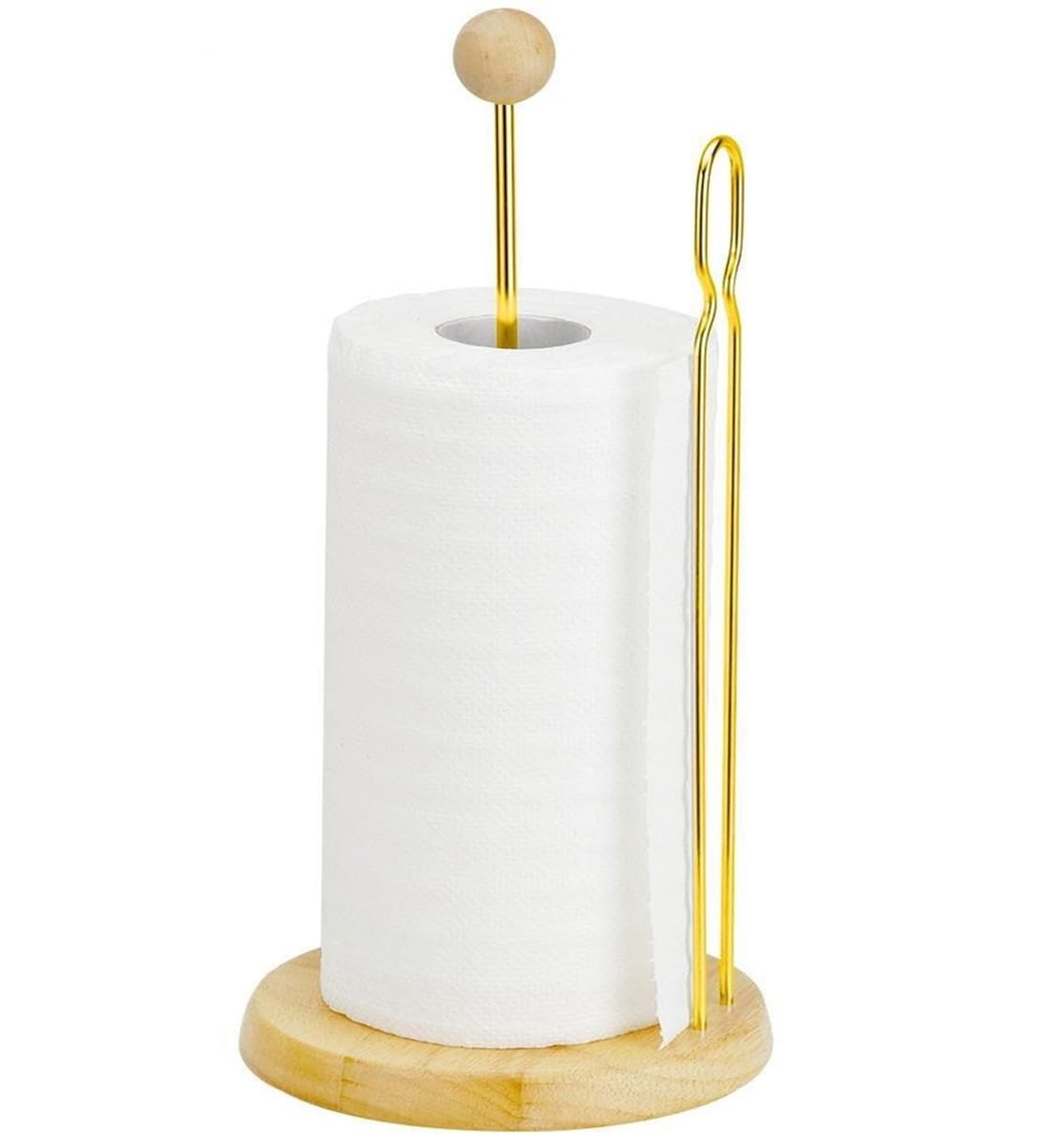 Porte-rouleau Cuisine Chic – Base Bois Clair & Or Brillant