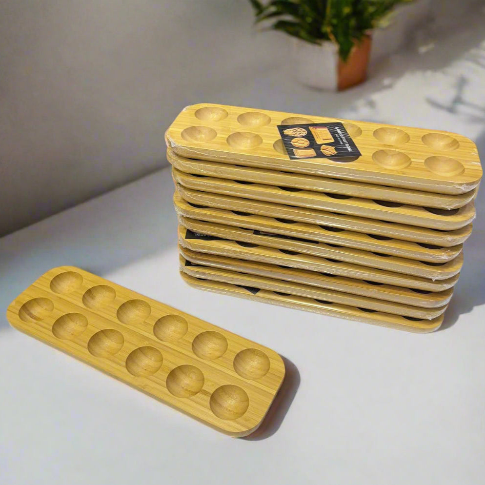 Présentoir à Œufs Rectangulaire en Bambou – Design Épuré et Durable