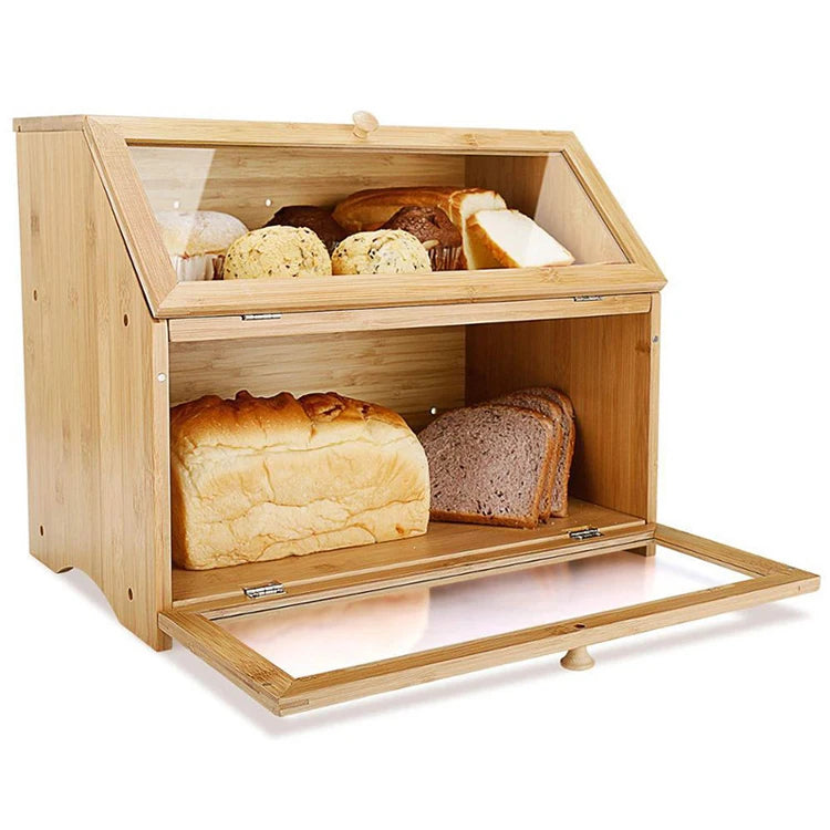 Boîte à Pain en Bambou à Double Couche