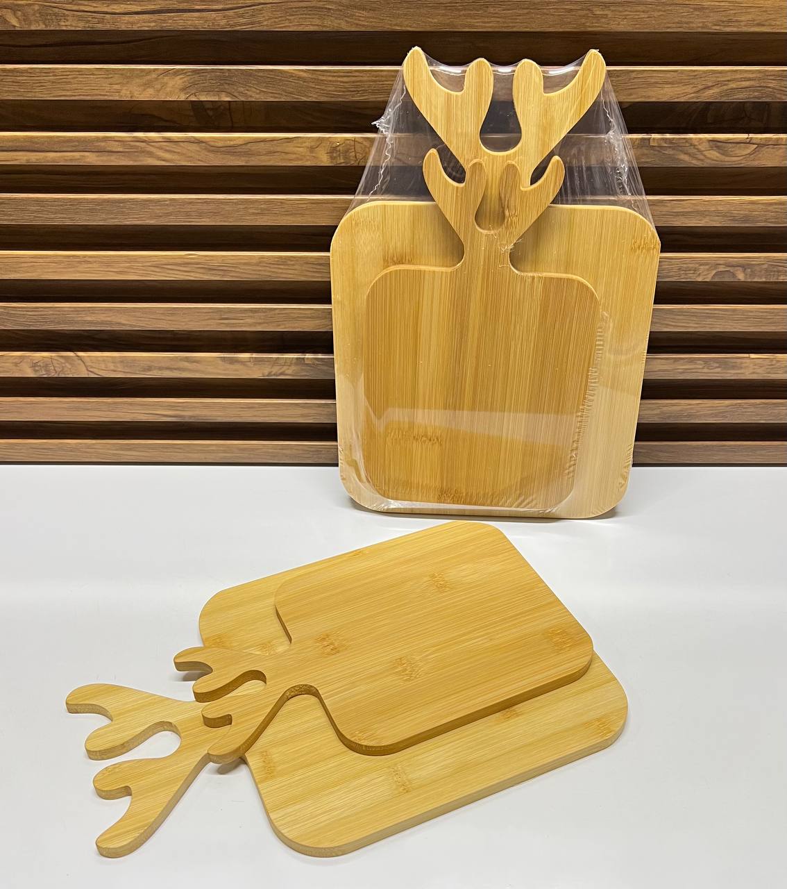 Planche à découper en bambou avec poignée bois de cerf