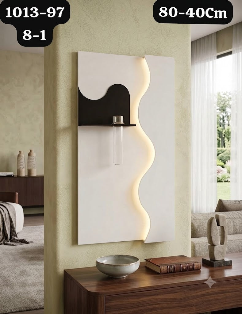 Applique Murale Lumineuse Design Ondulé avec Soliflore