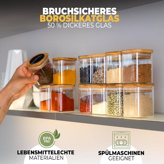 Ensemble de bocaux de conservation en verre avec couvercles en bambou