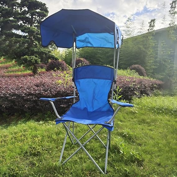 Chaise de Pêche Pliable avec Auvent Intégré – Confort et Protection Solaire