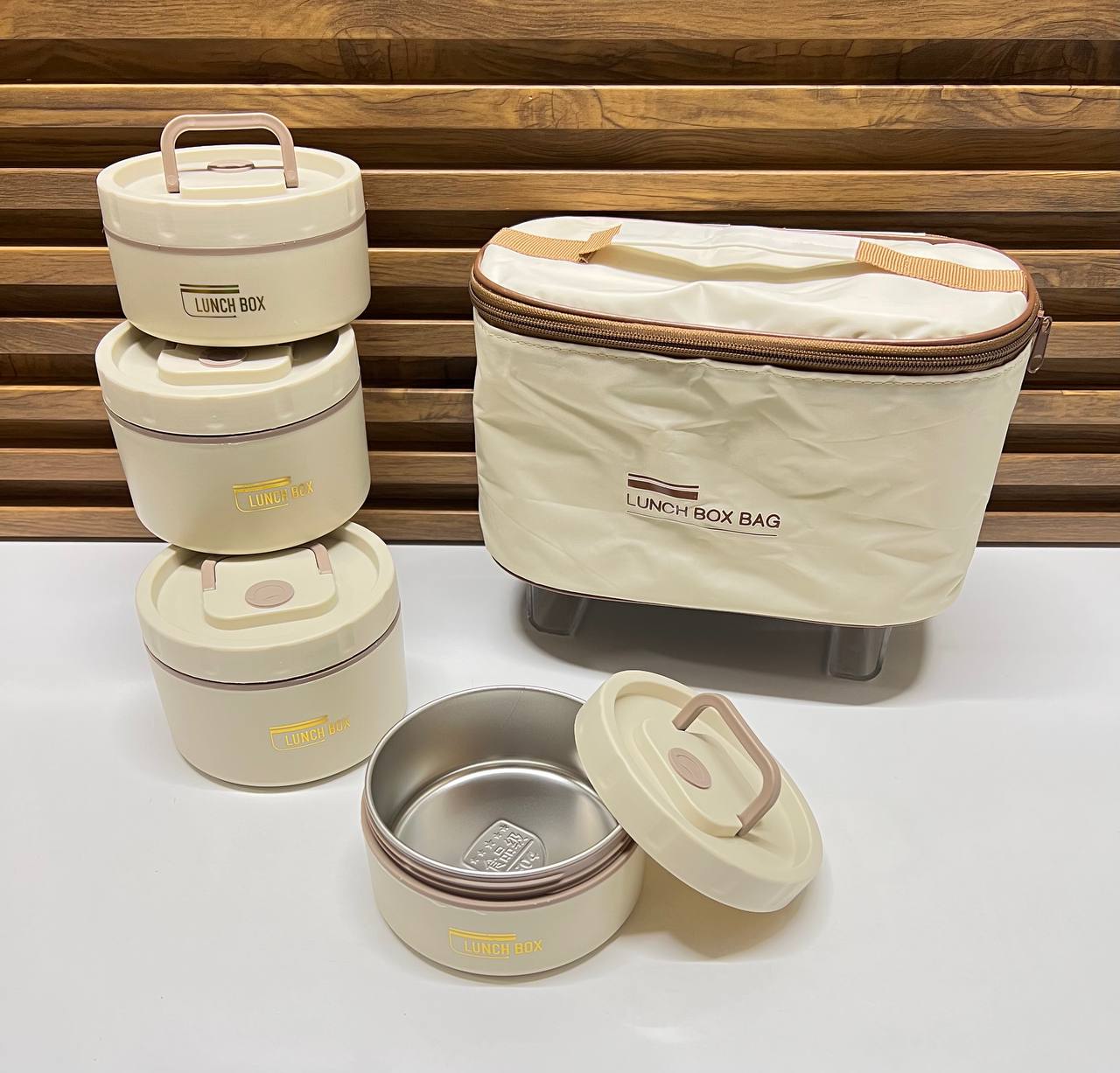 Ensemble de Boîtes à Repas Empilables Isolantes avec Sac de Transport - Style Minimaliste