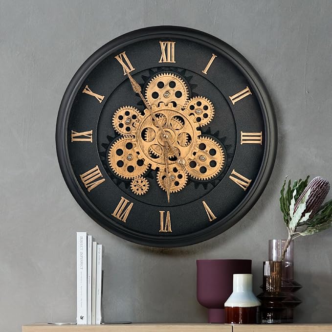 Grande horloge murale de style européen 24 pouces horloges en fer forgé pour - Maison Grande horloge murale de style européen 24 pouces horloges en fer forgé pour - Maison