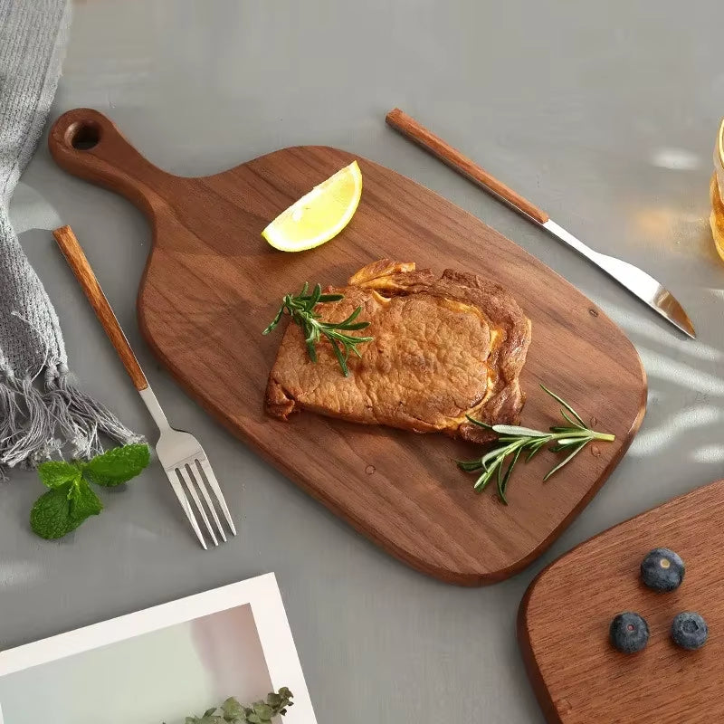 Bloc de boucher en bois d'érable avec insertion de noyer et Bloc de boucher en bois d'érable avec insertion de noyer et
