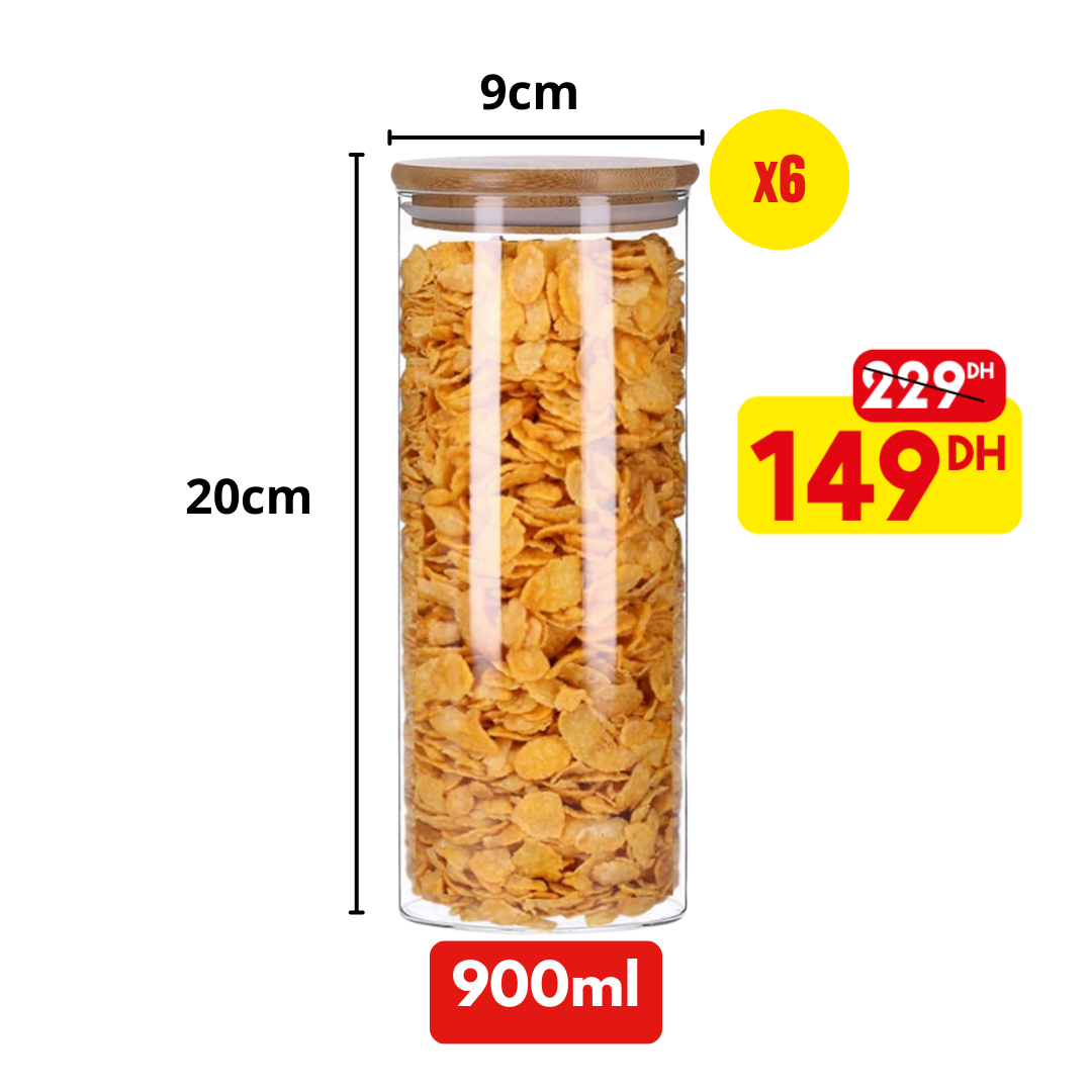 Lot de 6 Bocaux Hermétique avec Couvercle 900ml