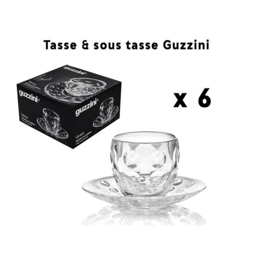 Pack De 6 Guzzini Espresso Cup avec sous tasse 110ml