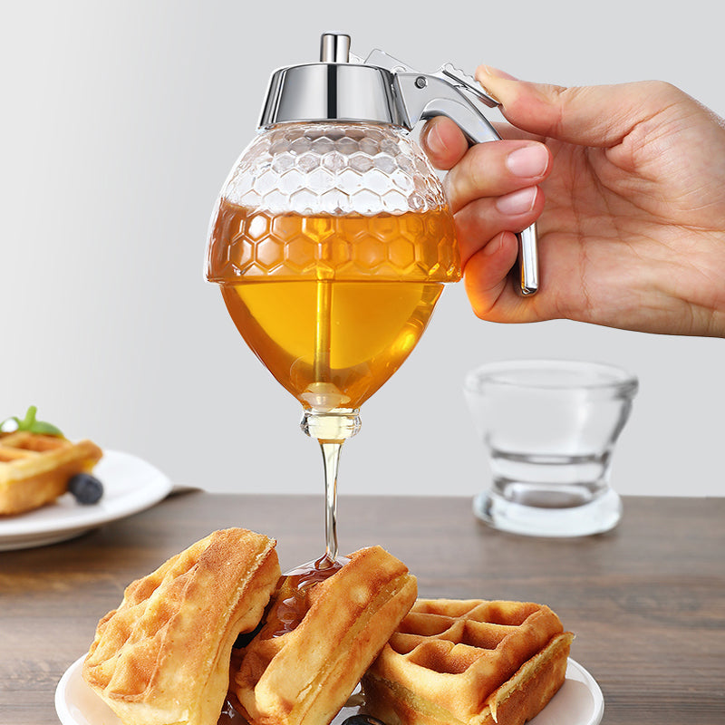 MMCCHB Pot à Miel En Plastique - Distributeur De Sirop Ruche 8 Oz Avec Support, Idéal Cuisine Et Table