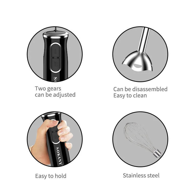 Mixeur Plongeant 4 en 1 Avec Socle En Inox Hand Mixer