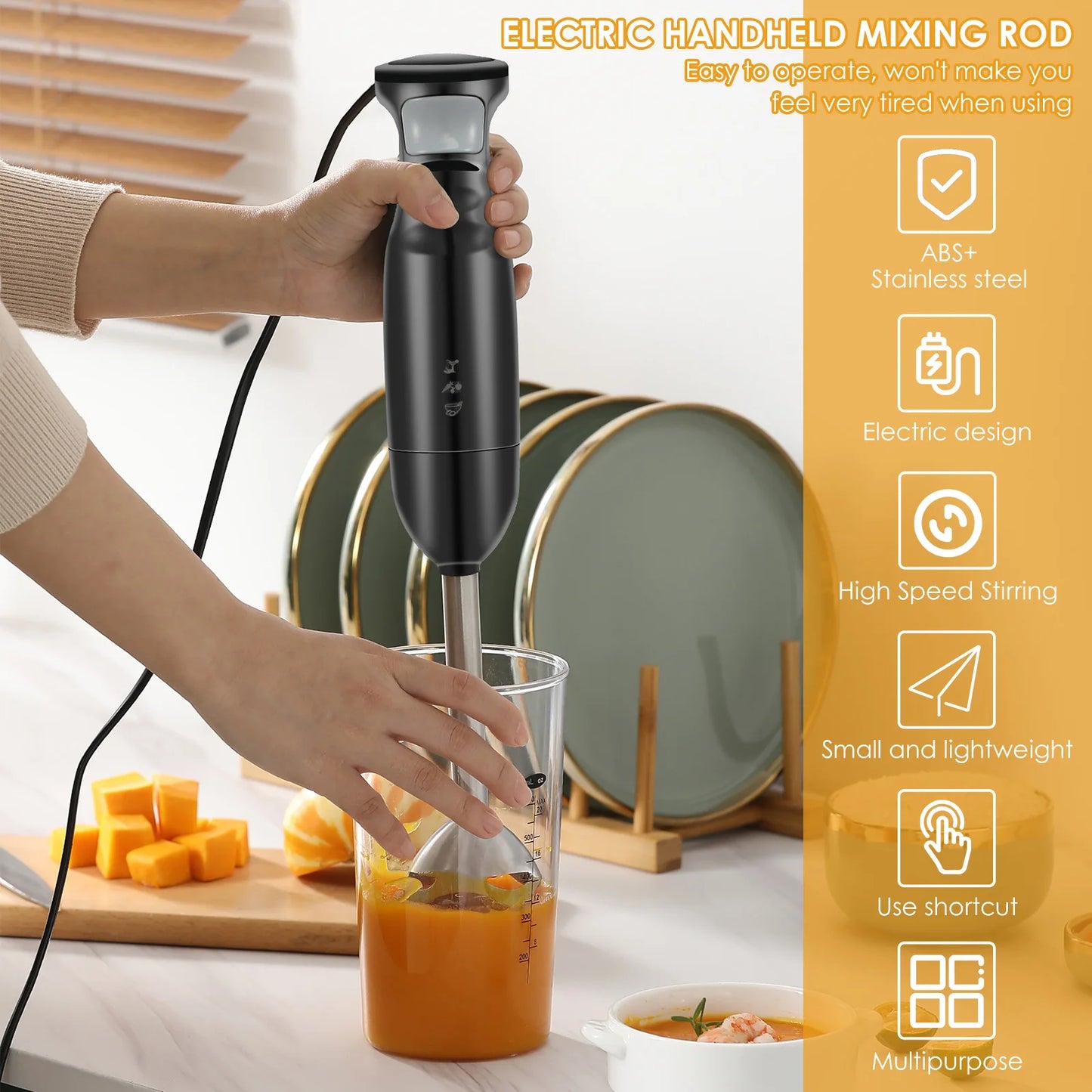 Mixeur Plongeant 4 en 1 Avec Socle En Inox Hand Mixer