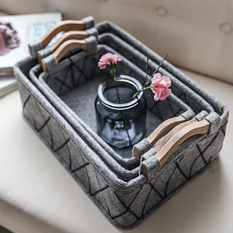 3 Boîte de rangement pour sous-vêtements , en feutre avec poignée en bois