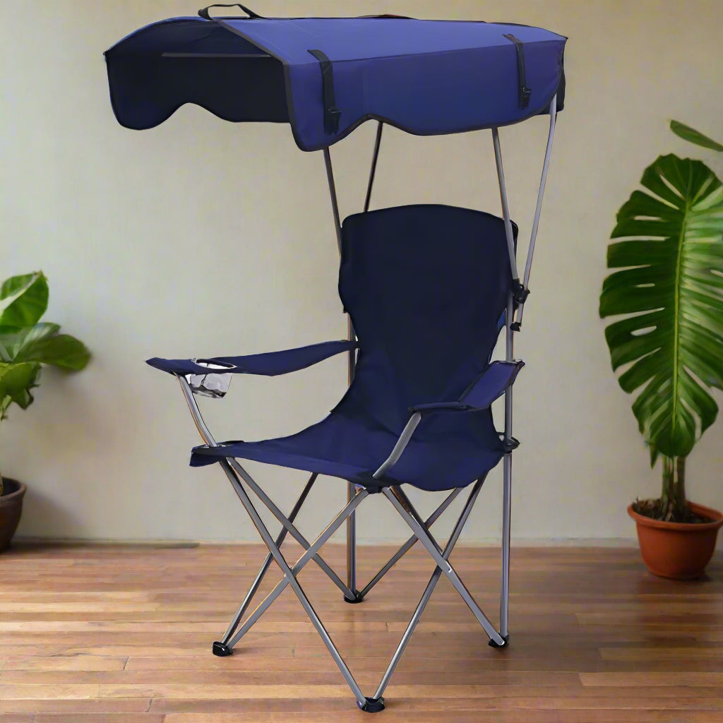 Chaise de Pêche Pliable avec Auvent Intégré – Confort et Protection Solaire