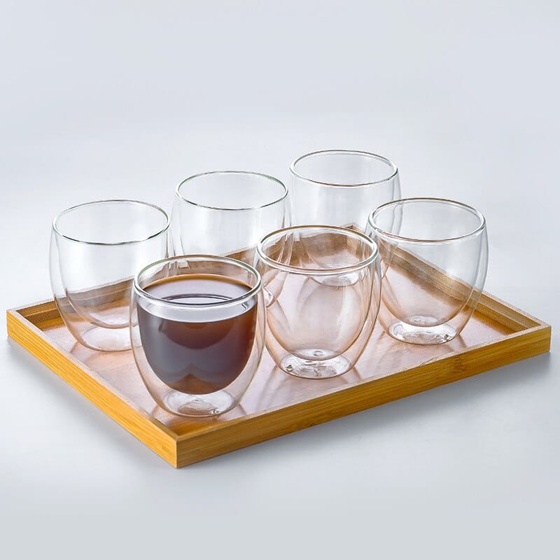 6 Tasse à café en Verre Double 80 ML
