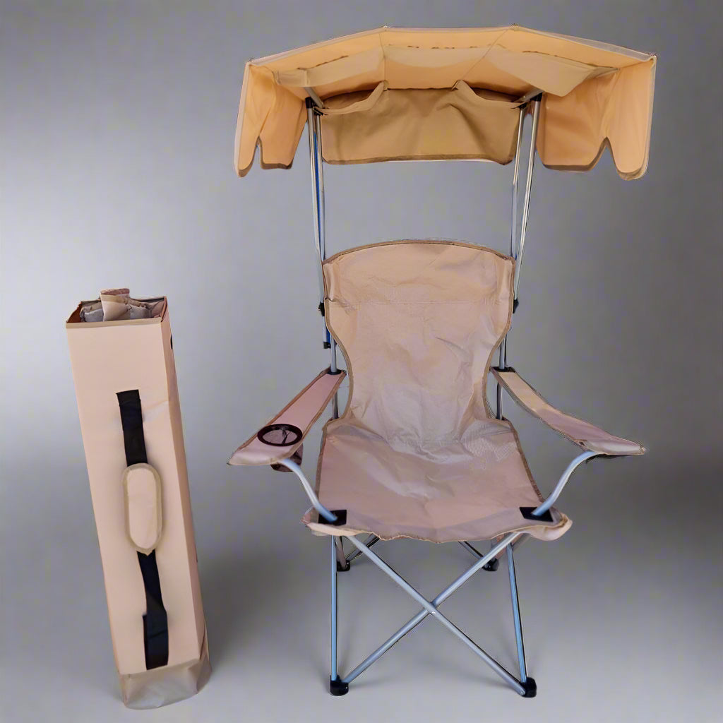 Chaise de Pêche Pliable avec Auvent Intégré – Confort et Protection Solaire
