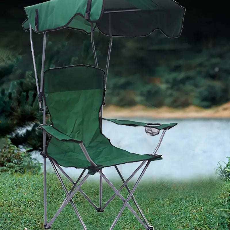 Chaise de Pêche Pliable avec Auvent Intégré – Confort et Protection Solaire