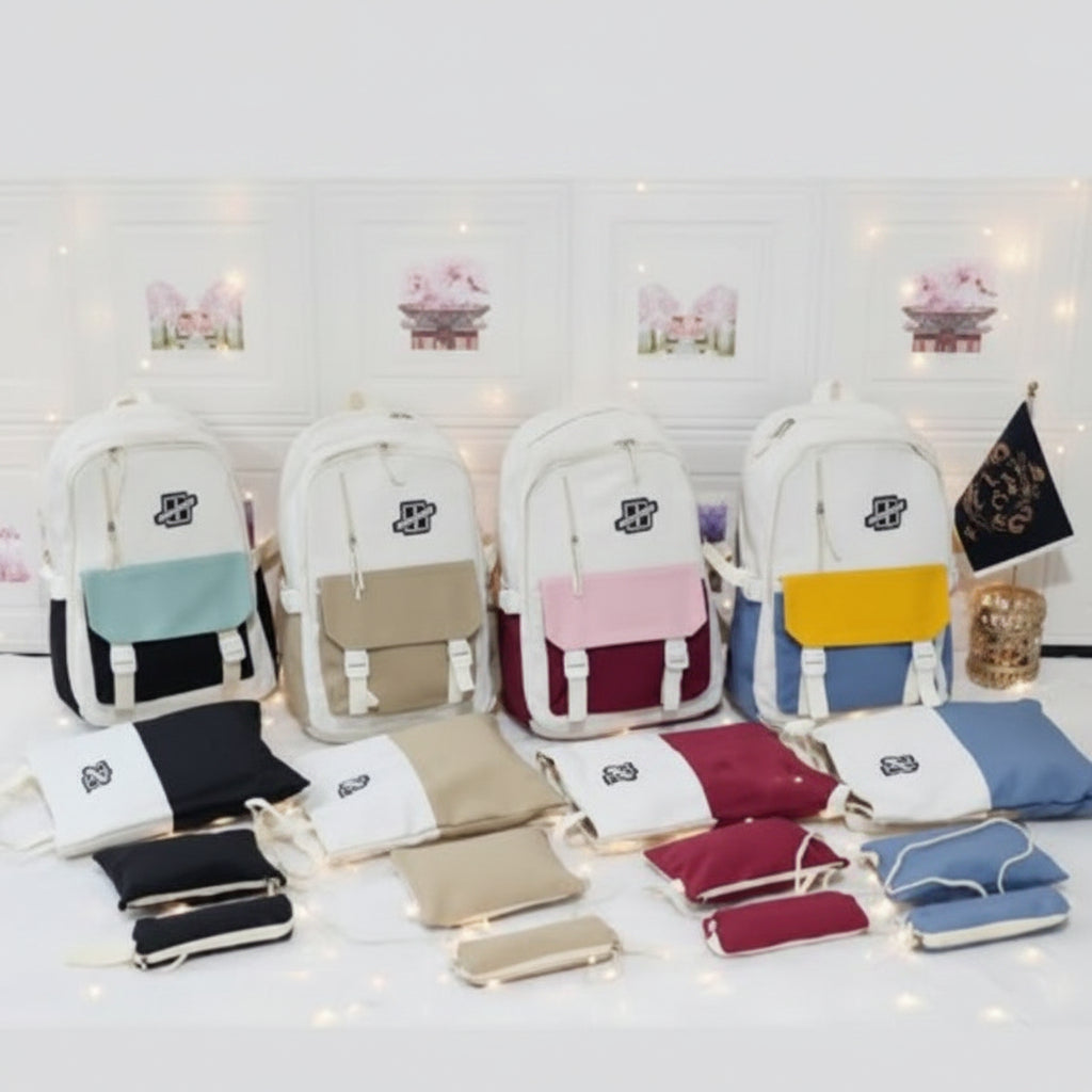 Ensemble Scolaire GUIYUBAG 4 Pièces – Pack Sac à Dos, Sac Cabas et Trousses