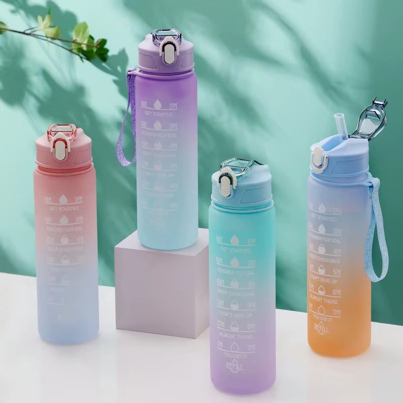 Bouteille d'eau de sport - avec paille - Gourde étanche,