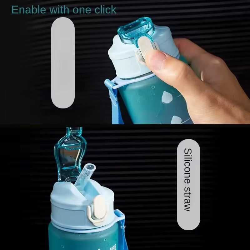 Bouteille d'eau de sport - avec paille - Gourde étanche,