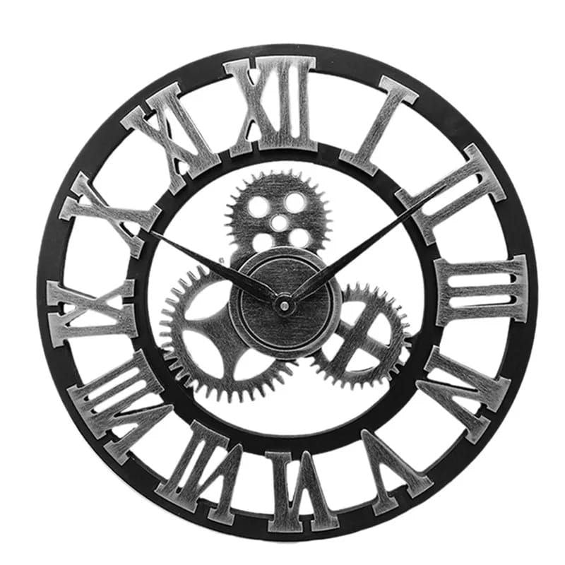 Horloge Murale Industrielle en Métal – Design Vintage avec Rouages Apparents