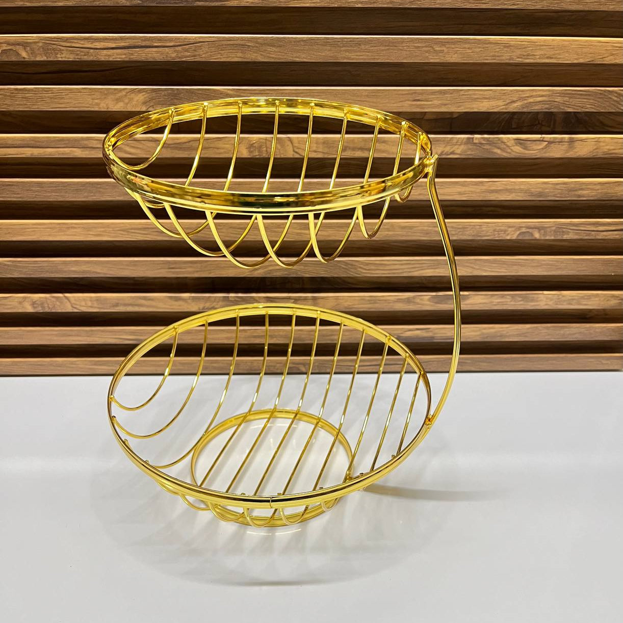 Corbeille à Fruits 2 étage Design en Métal Doré – Élégante et Moderne