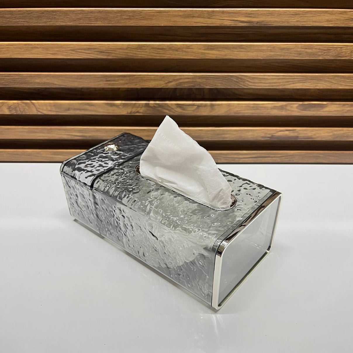 Boîte à mouchoir Papier pour sanitaires, recouvert sans perforation transparent