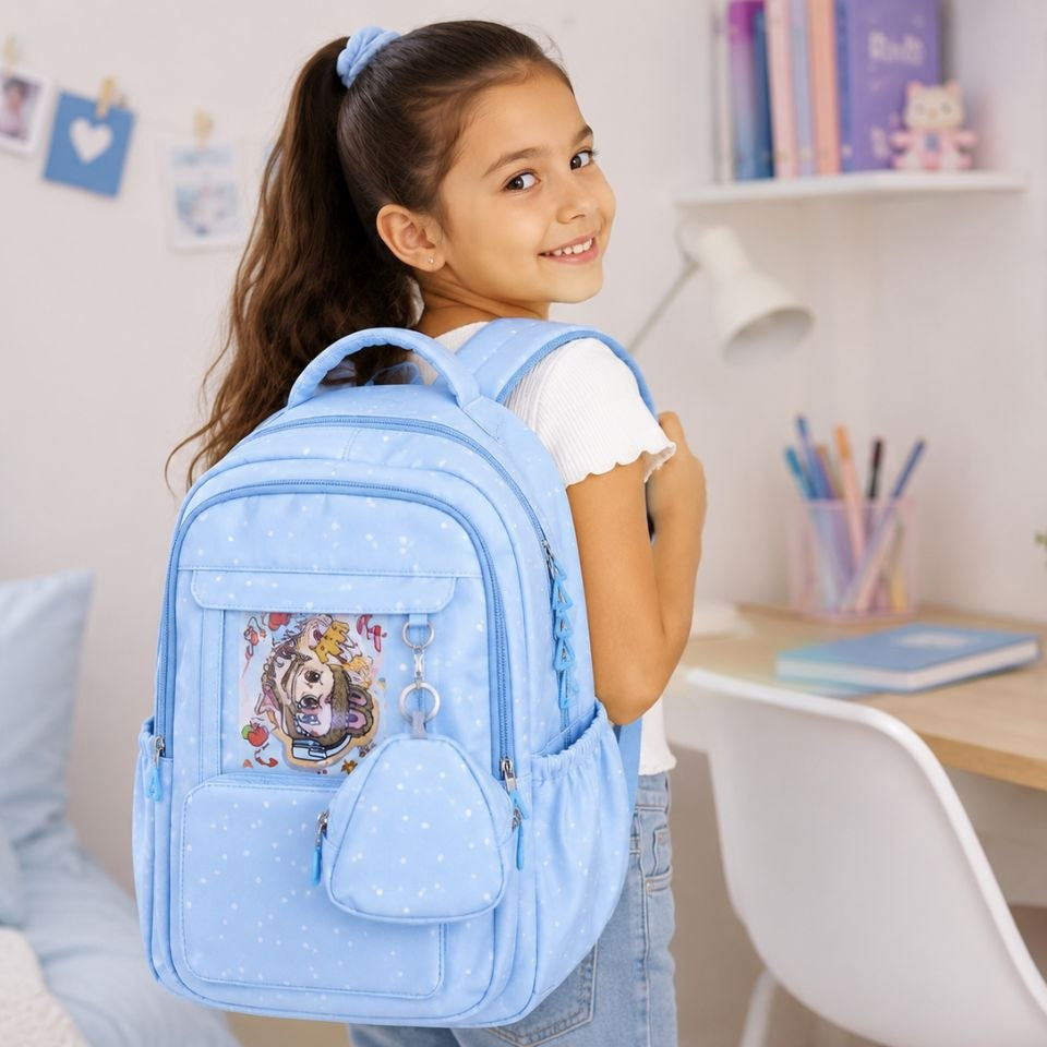 Sac à Dos Scolaire Lucky Day – Cartable Imperméable Grande Capacité Multi-Poches