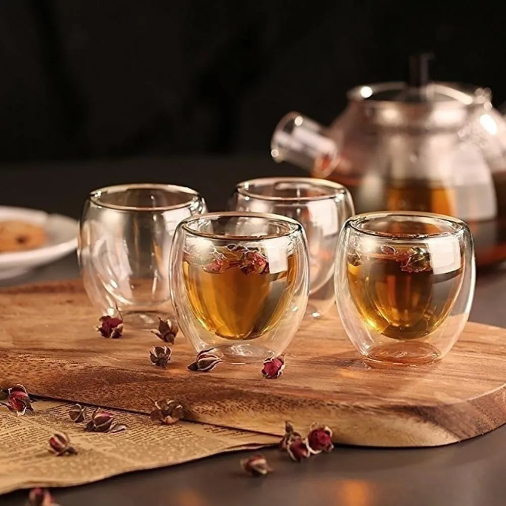 6 Tasse à café en Verre Double 80 ML