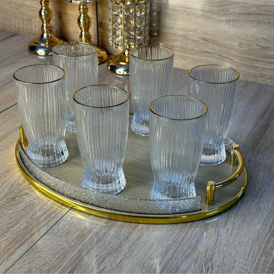 Ensemble 6 Verre transparent élégance avec doré