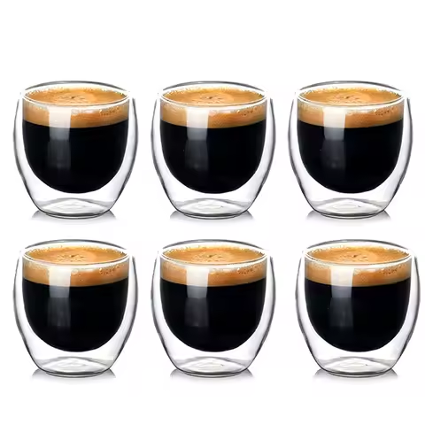 Lot de 6 Tasses Double Paroi 80ml – Expresso