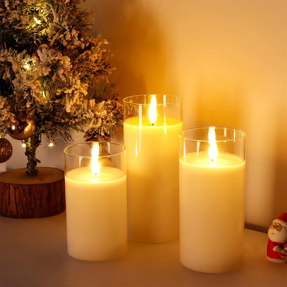 3 Bougies en Verre LED Avec télécommande.