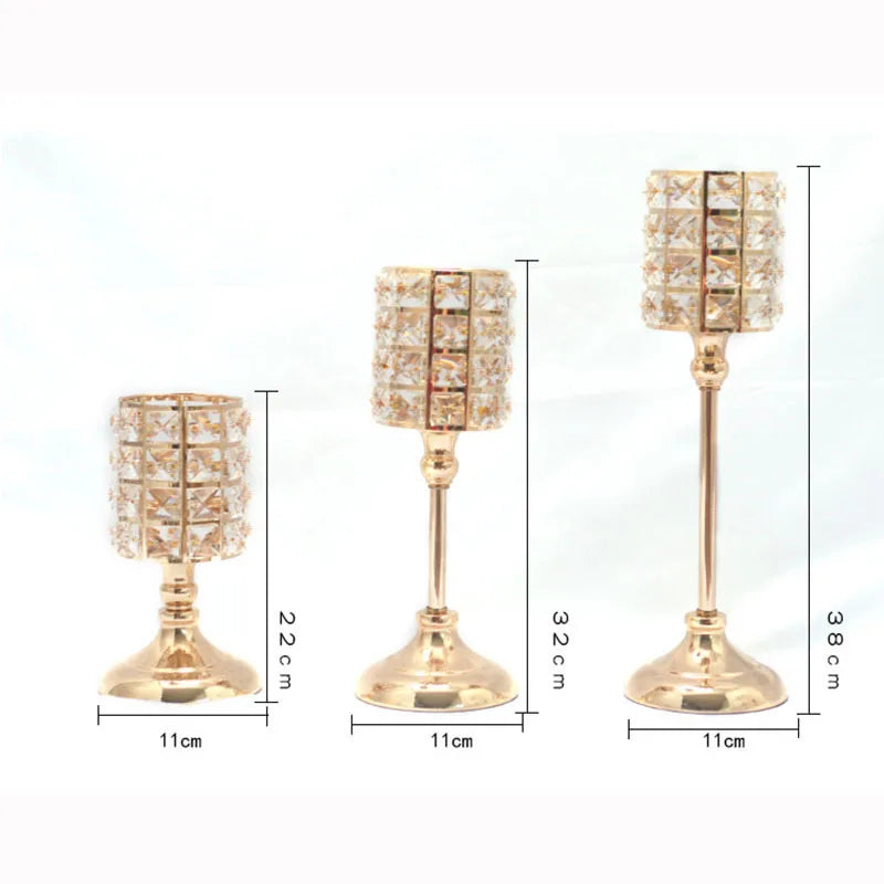 Bougeoir Conique en Cristal Doré 3 piece