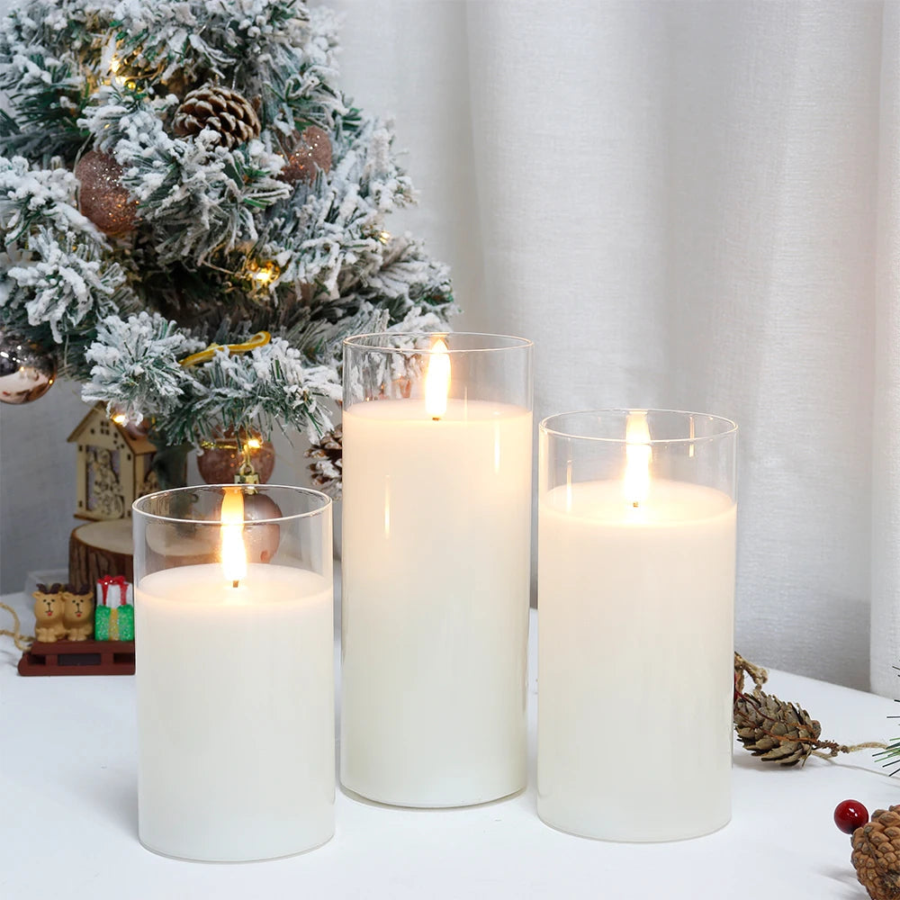 3 Bougies en Verre LED