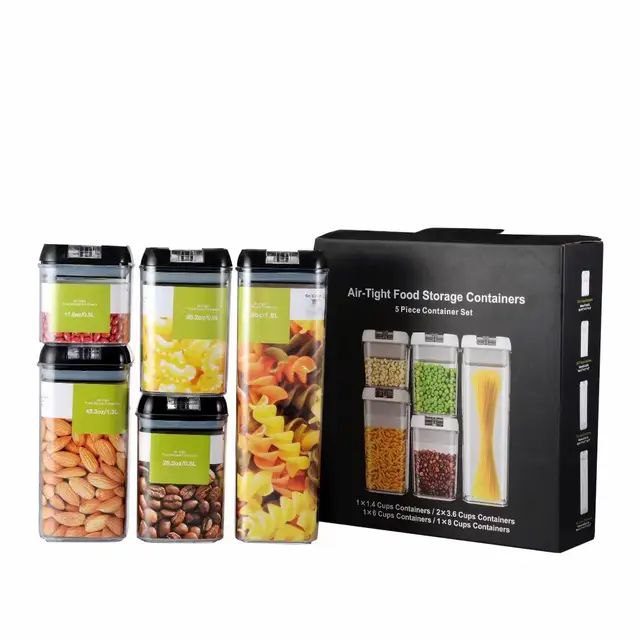 Ensemble de boîtes de récipients de stockage de nourriture en plastique (5pcs)