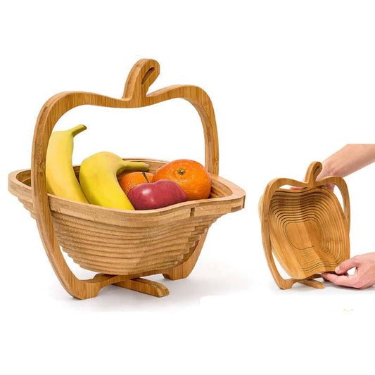 Corbeille de fruits pliable en bois de bambou - Design innovant et décoratif