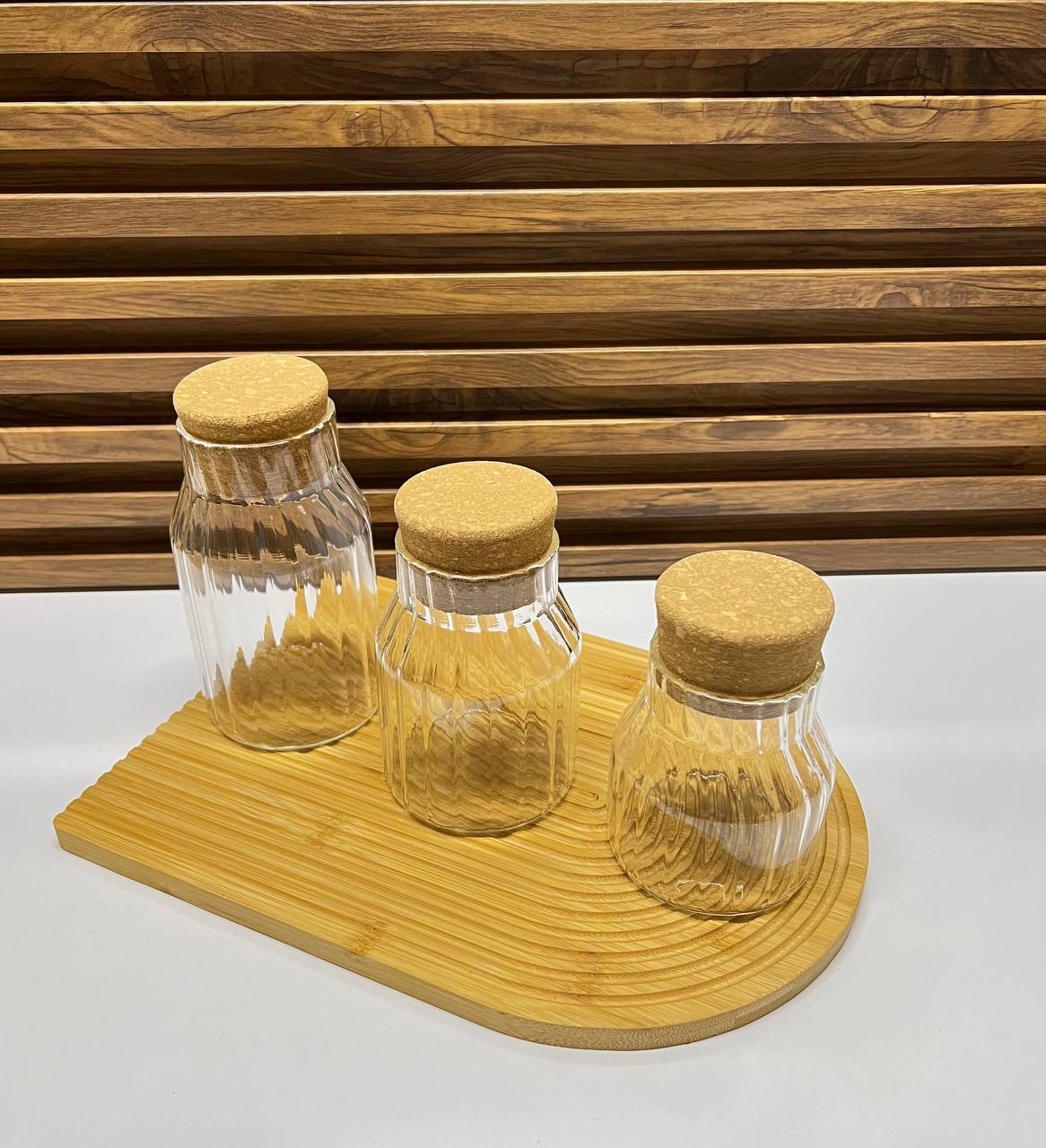 Ensemble élégant de bocaux de rangement en verre avec couvercles en liège - 3 pièces