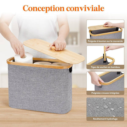 Organisateur de WC Imperméable avec Couvercle en Bois