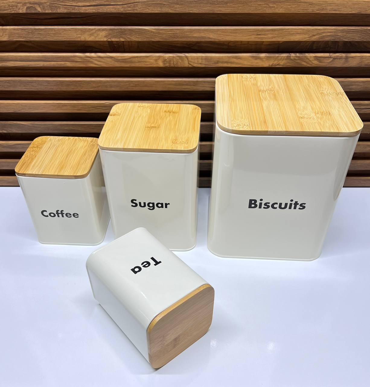 Ensemble de boîtes de rangement en métal, style moderne et bicolore (4 pièces)