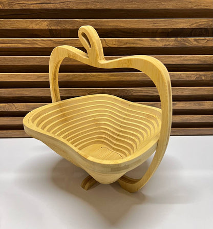 Corbeille de fruits pliable en bois de bambou - Design innovant et décoratif