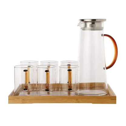 Service de Verres de Luxe : Carafe avec 6 Verres et Plateau