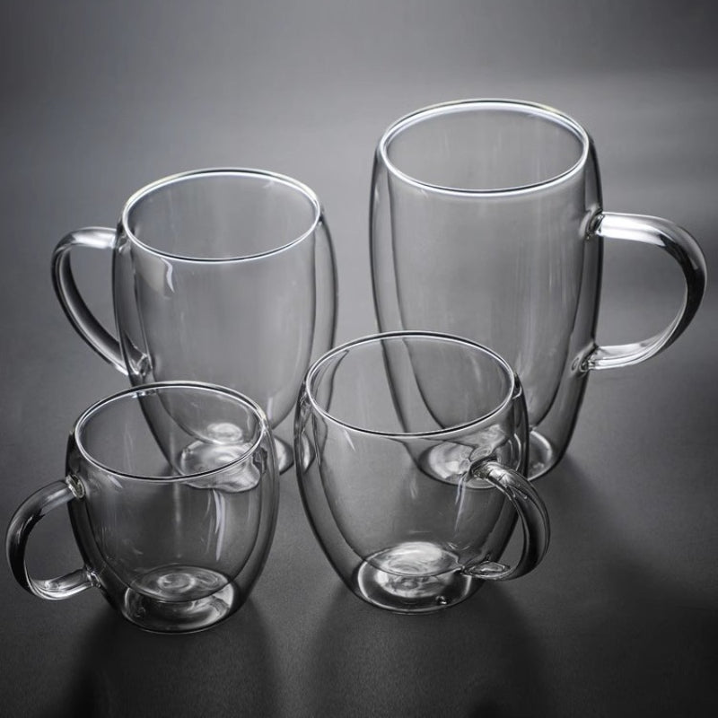 6 Tasses en Verre Transparent à Double Fond et Résistant à la Chaleur