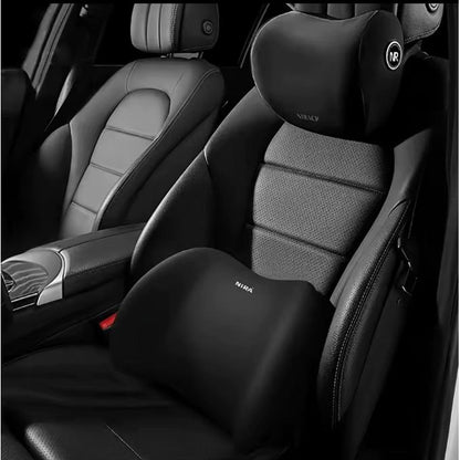 Kit Ergonomique Voiture Premium : Coussin Lombaire &amp; Repose-Tête en Mousse à Mémoire de Forme