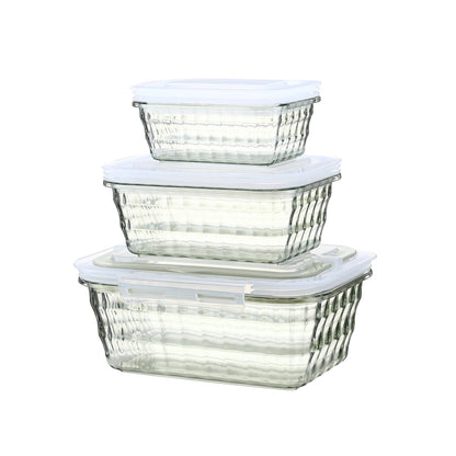 Lot de 3 boîtes de conservation transparentes pour aliments avec poignée