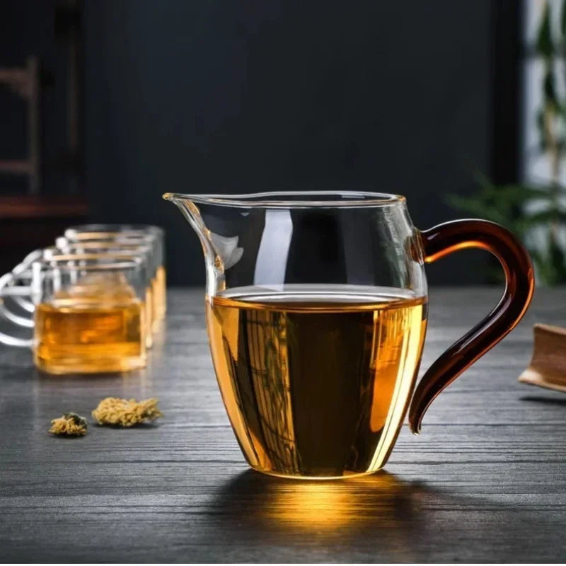 3 Tasse à Thé en Verre Borosilicaté avec Poignée Colorée 350ml